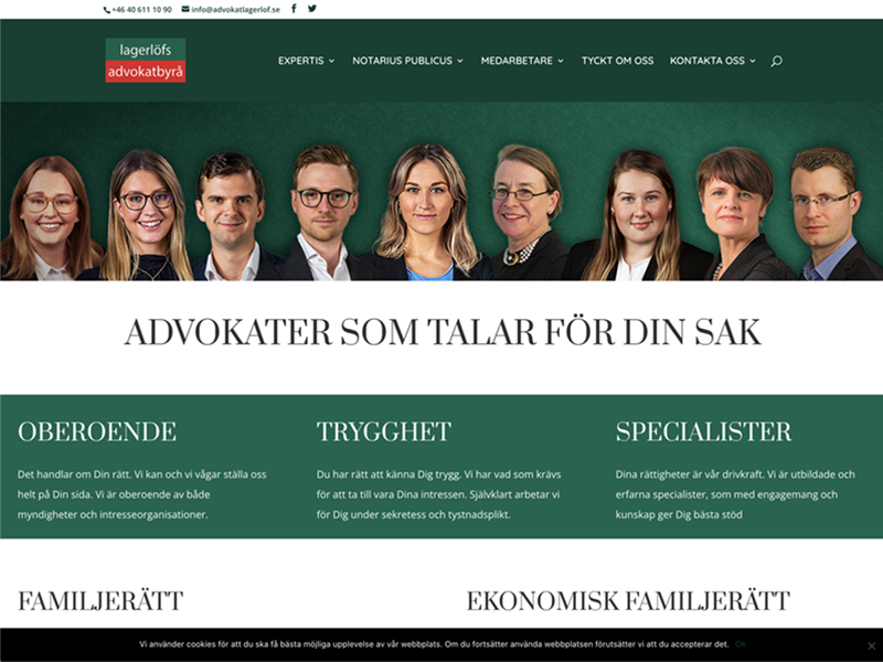 Lagerlöfs Advokatbyrå web page